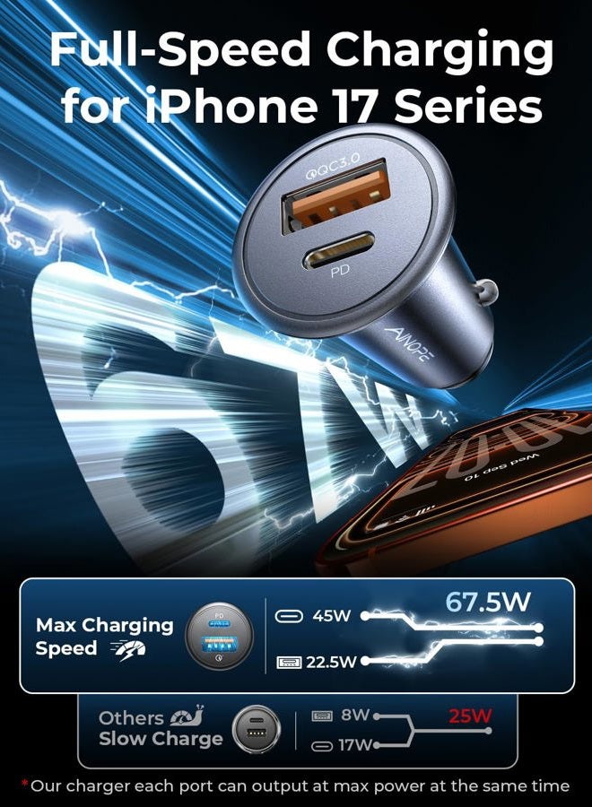 Ainope USB C Car Charger 54W iPhone Car Charger Adapter [Mini&Metal] USB Car Charger Fast Charge PD36W&QC3.0 Car Phone Charger Fast Charging For iPhone 14 Pro Max Plus 13 12 Samsung S23/22/21 Pixel - Image 4